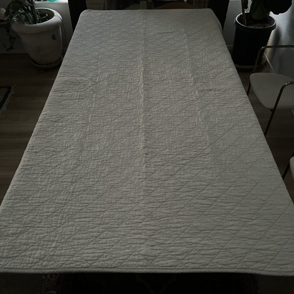 Threshold Diamond Stitch Taupe Cotton Linen Blend Full Queen Coverlet